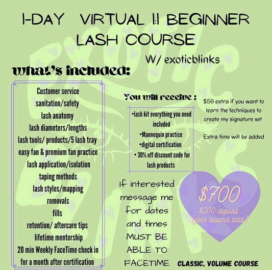 1 Day Virtual lash course